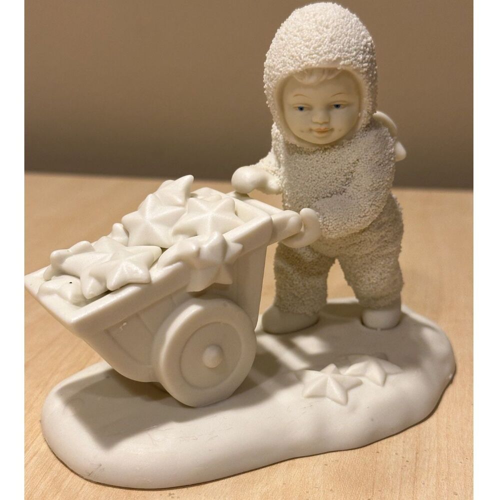 Vintage Dept 56 Snowbabies "Catch a Falling Star" Wheelbarrow Figurine